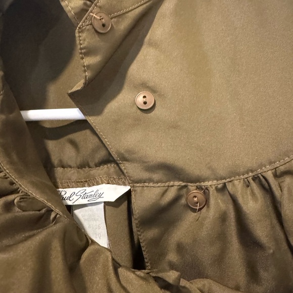 Vintage Paul Stanley Nylon Olive Blouse Top - size 8 - Picture 6 of 6